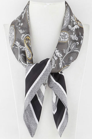 Multi-print scarf black scarf fall scarf winter scarf head scarf silk scarf