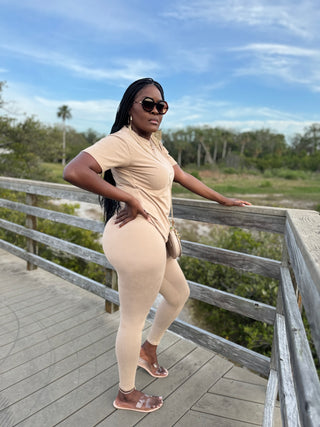 Mocha Set. Nude Set. Beige Set. Neutral Set. Two Piece Set. Basic Set. Leggings. Round neck top. Basic top. Spring set. Summer set. Back to the basic sets.