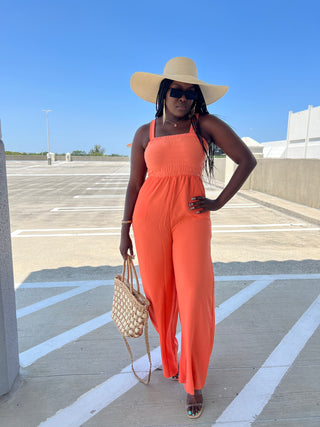 Solid square neck jumpsuit rose