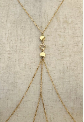 Tiana Triple Round Pendant Body Chain - Gold body chain Bling diamond