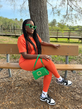 Orange set. Spring set. Summer set. Two piece set. 2 piece set. Two piece legging set. Comfy set. Cute set. Must have set.