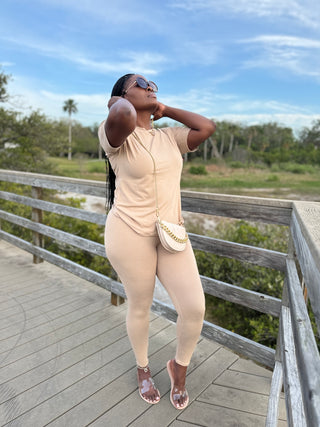 Mocha Set. Nude Set. Beige Set. Neutral Set. Two Piece Set. Basic Set. Leggings. Round neck top. Basic top. Spring set. Summer set. Back to the basic sets.
