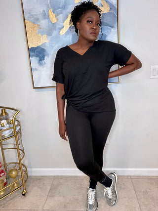 Back to Black Lounge Set – Brushed DTY Microfiber (V-Neck)