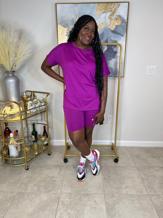 ๐ Plum Perfect Biker Set โ Light Plum 2-Piece Outfit