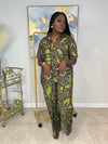 💚 Slay & Sway in Olive – Tropical Leaf Pant Set