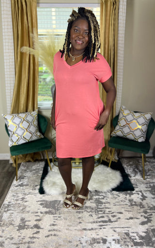 oversized vneck dress with pockets