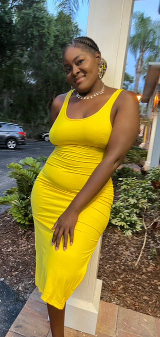 yellow bodycon dress