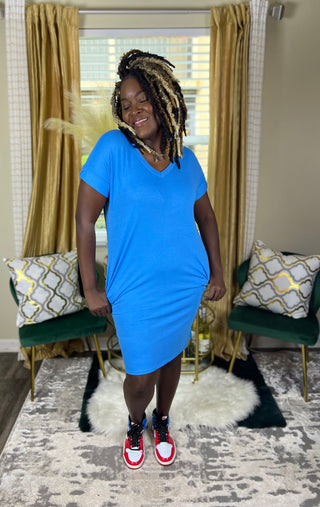 oversized vneck dress with pockets