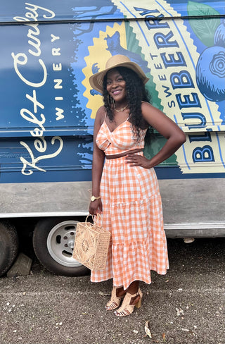 plaid orange two piece set