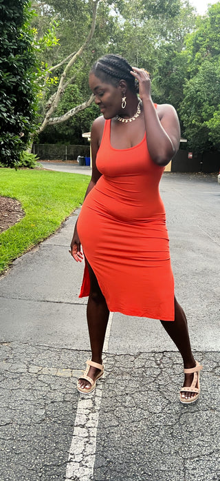 orange bodycon dress