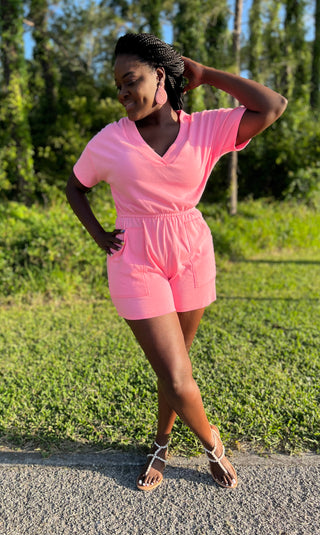Pink one piece romper