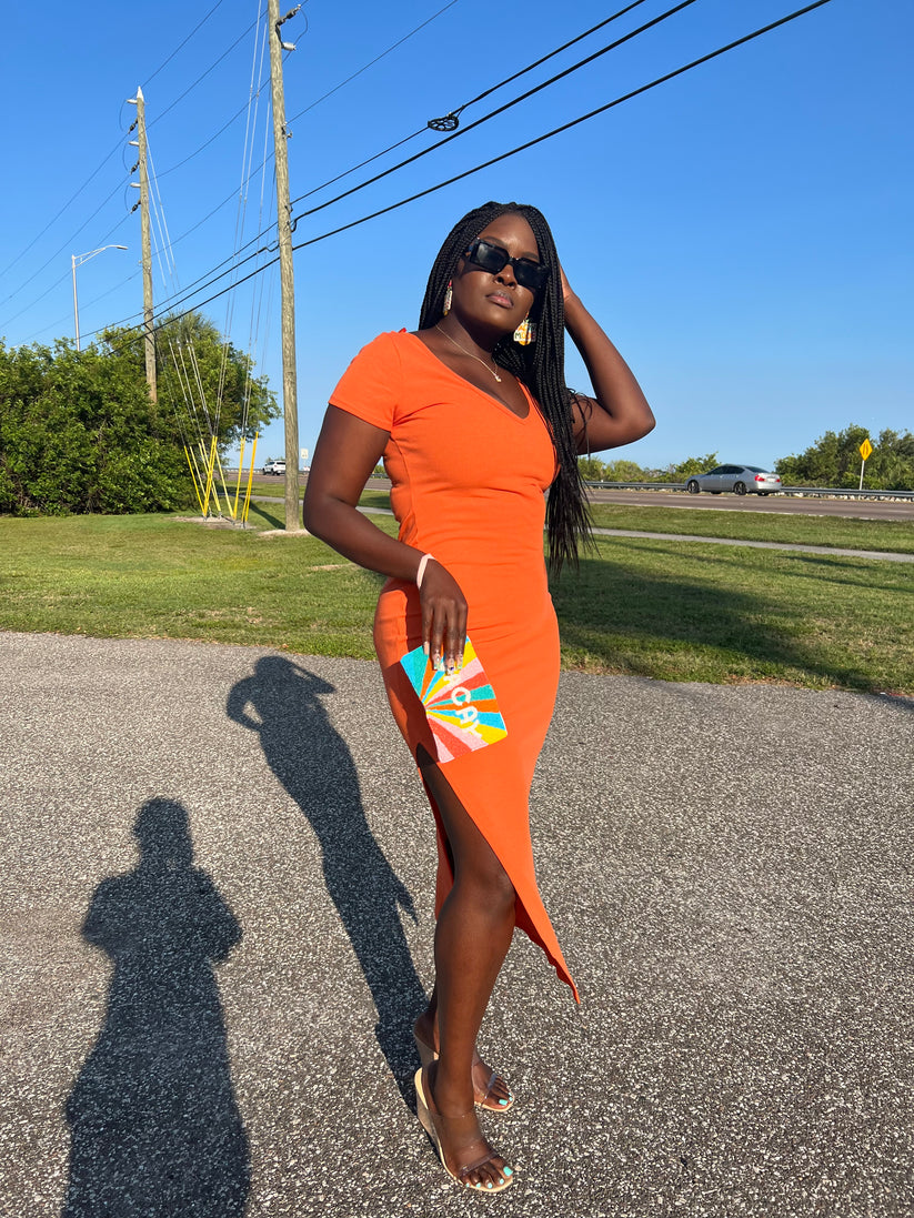 Its Giving Sundress Season - Orange Bodycon Ribbed Maxi Dress