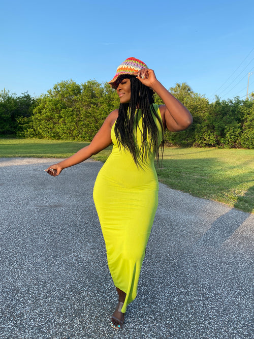 In Your Diva   Its Giving Sundress Season - Green Bodycon Ribbed Maxi Dress