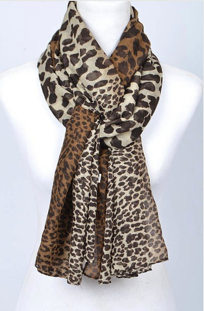 long scarf leopard print scarf brown scarf fall scarf winter scarf head scarf