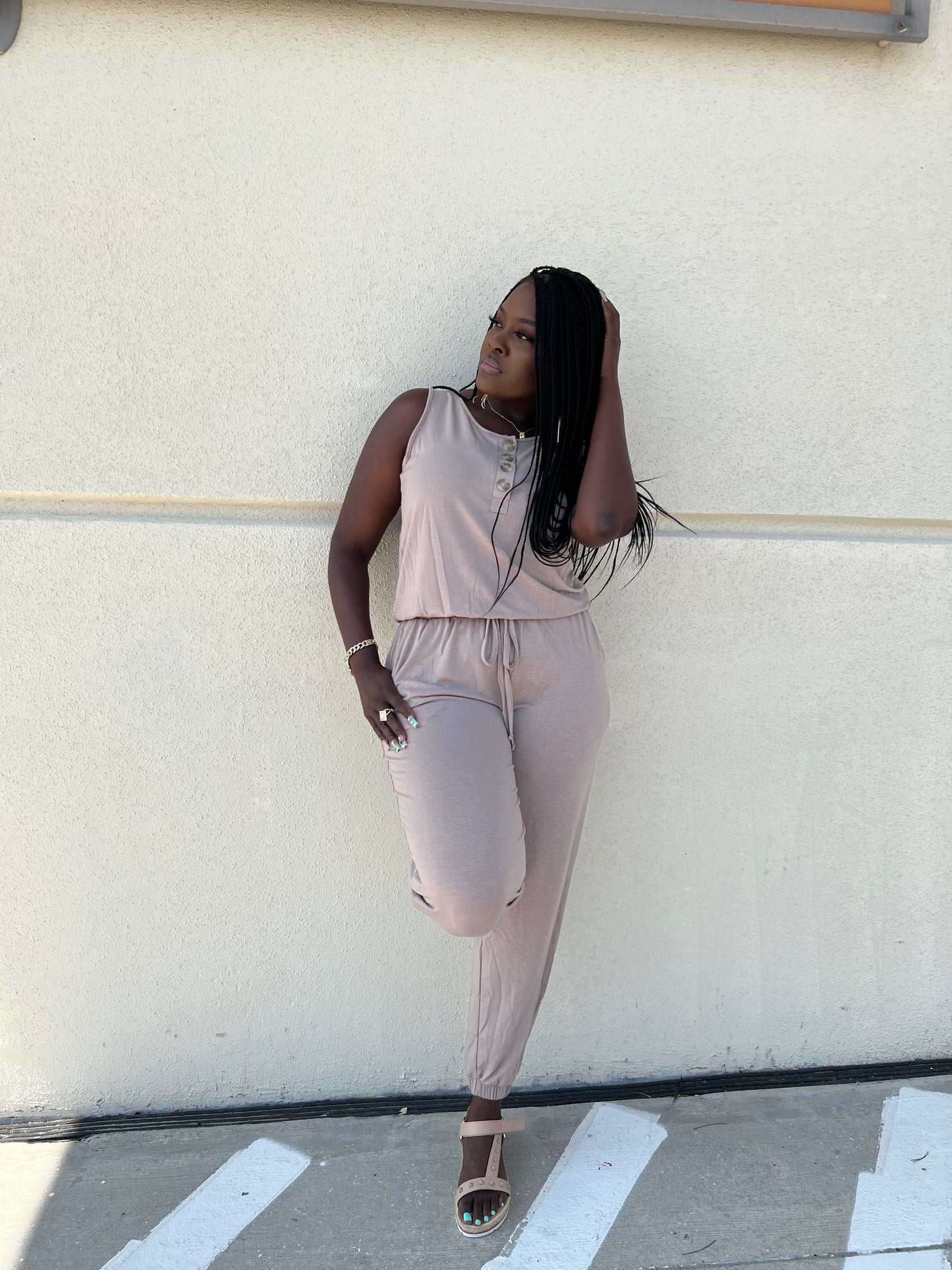 Ash Mocha Nude Jumpsuit casual dressy