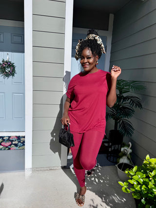 Cabernet Nights Lounge Set – Burgundy Crewneck