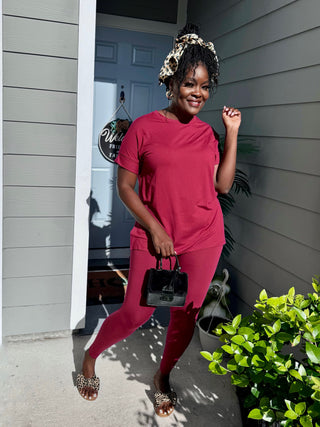 Cabernet Nights Lounge Set – Burgundy Crewneck