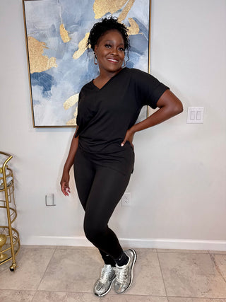 Back to Black Lounge Set – Brushed DTY Microfiber (V-Neck)