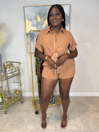 🌟 Keep It Cute – Camel Short Set