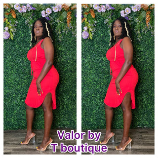 red bodycon dress