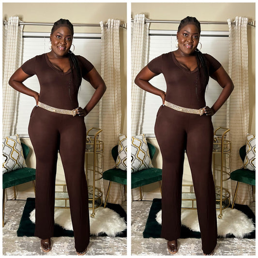 In Your Diva   brown jumpsuit